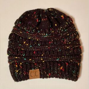 NWOT CC Beanie Multi-colored Ponytail Beanie